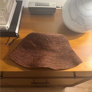 Janessa Leone Brown Bucket Hat with Wide Brim and Rustic Texture